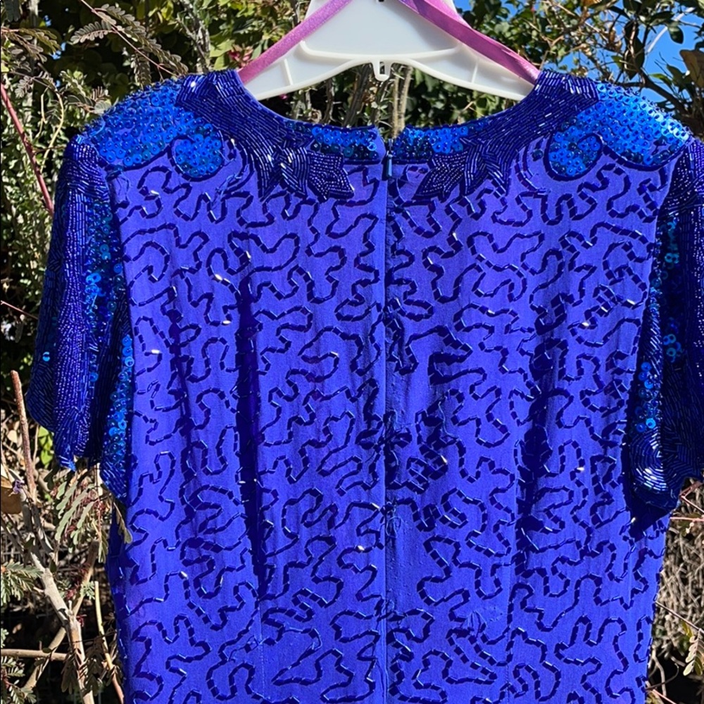 Royal Blue Sequence Evening Dress. Size 8. - Picture 7 of 10
